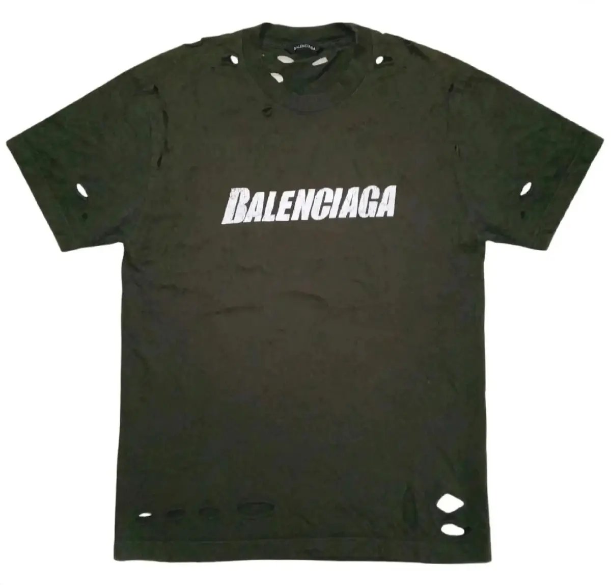Balenciaga Distressed Logo T-Shirt Green
