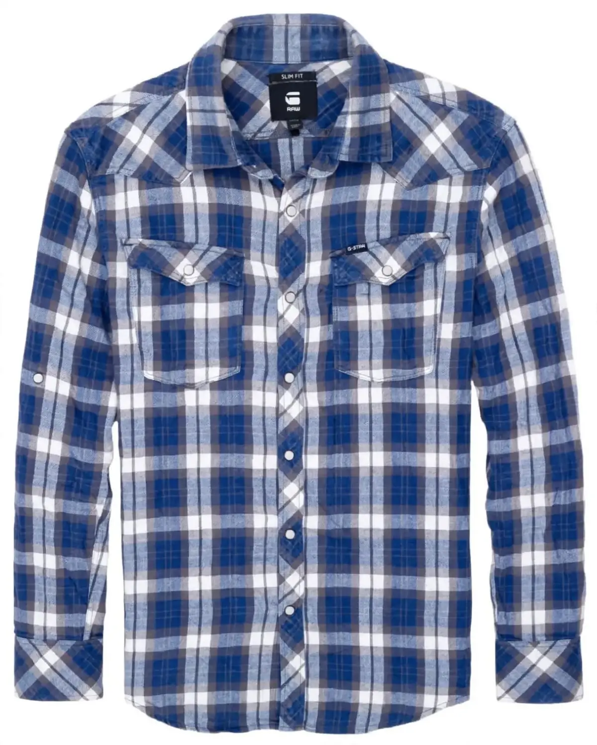 G-Star RAW Blue Plaid Long-Sleeve Shirt