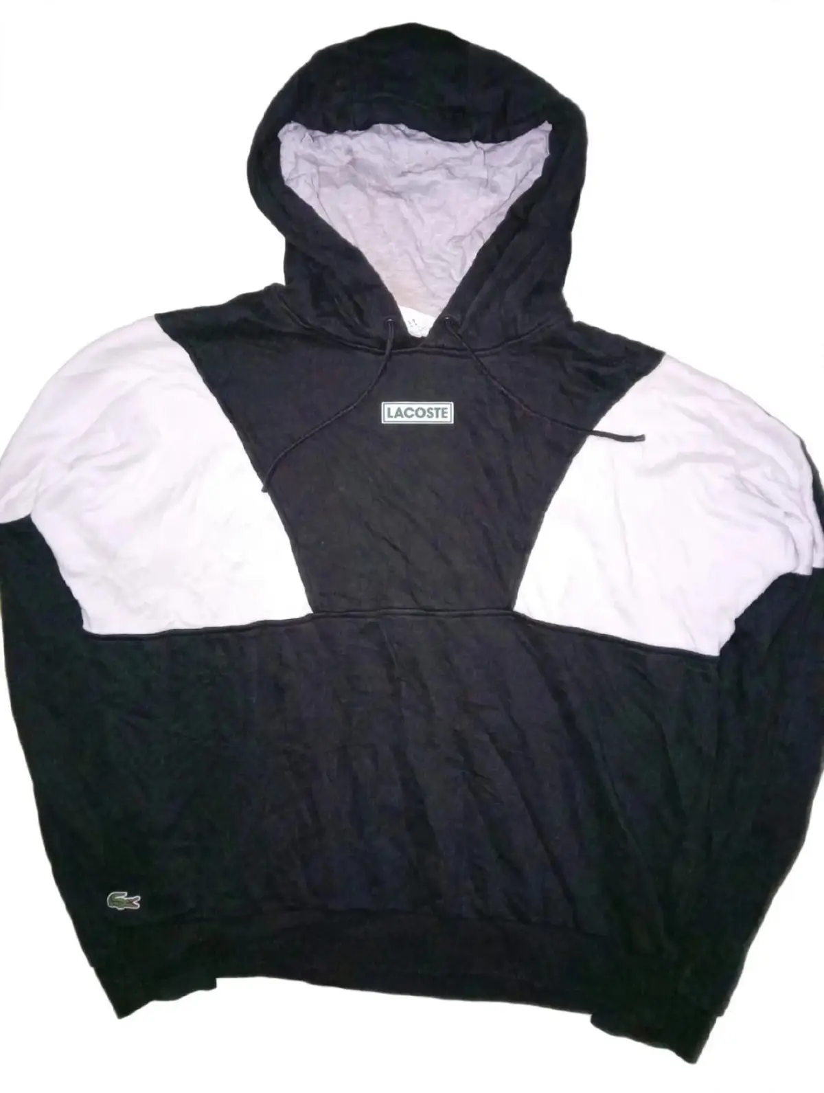 Lacoste Black and White Colorblock Hoodie
