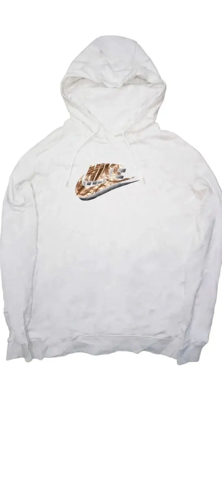 Nike White Hoodie with Metallic Foil Logo