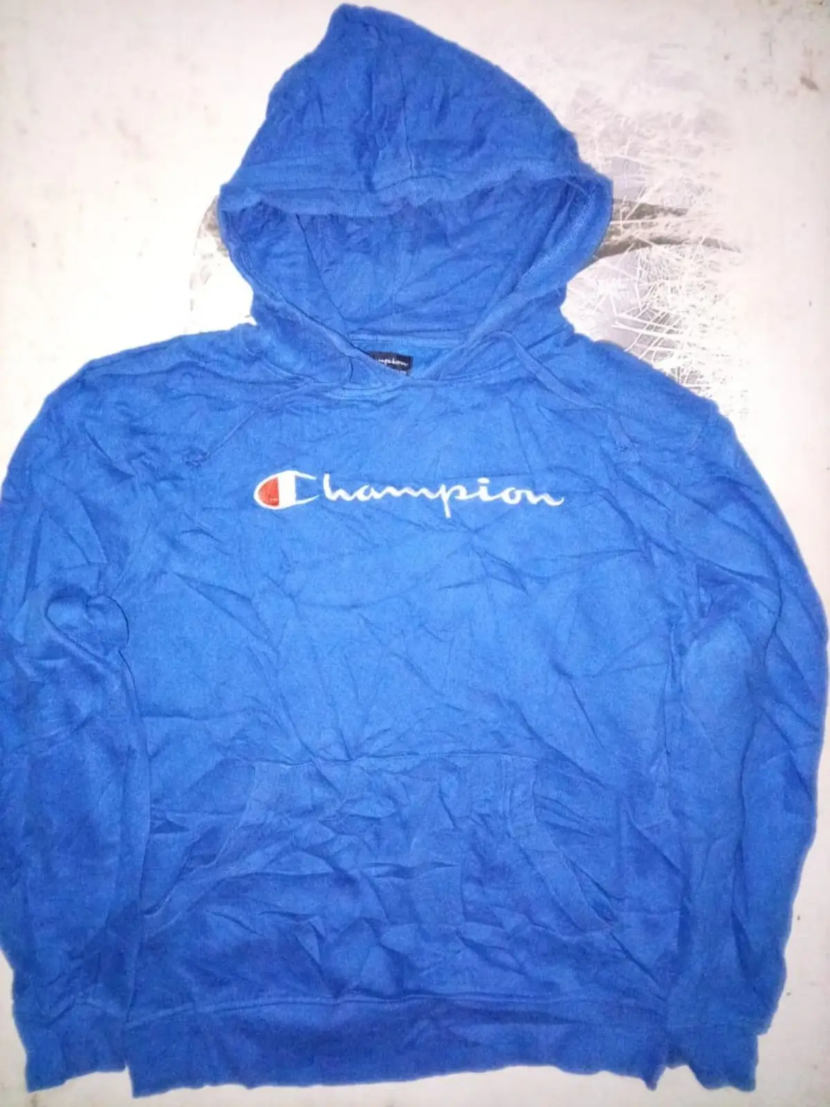 Champion Royal Blue Script Logo Hoodie