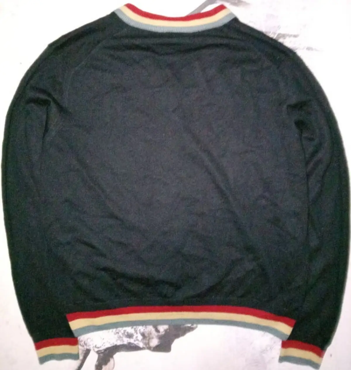 Lacoste V-Neck Striped Trim Sweater Black