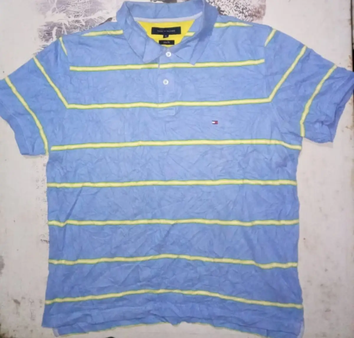 Tommy Hilfiger Striped Polo Shirt Blue XL