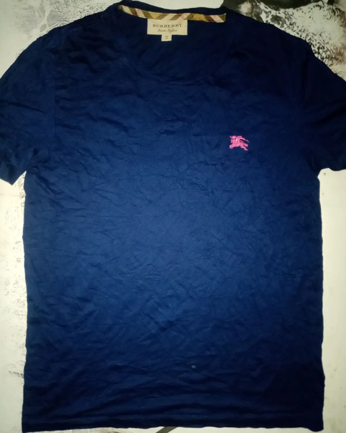 Burberry Blue T-Shirt with Pink Logo