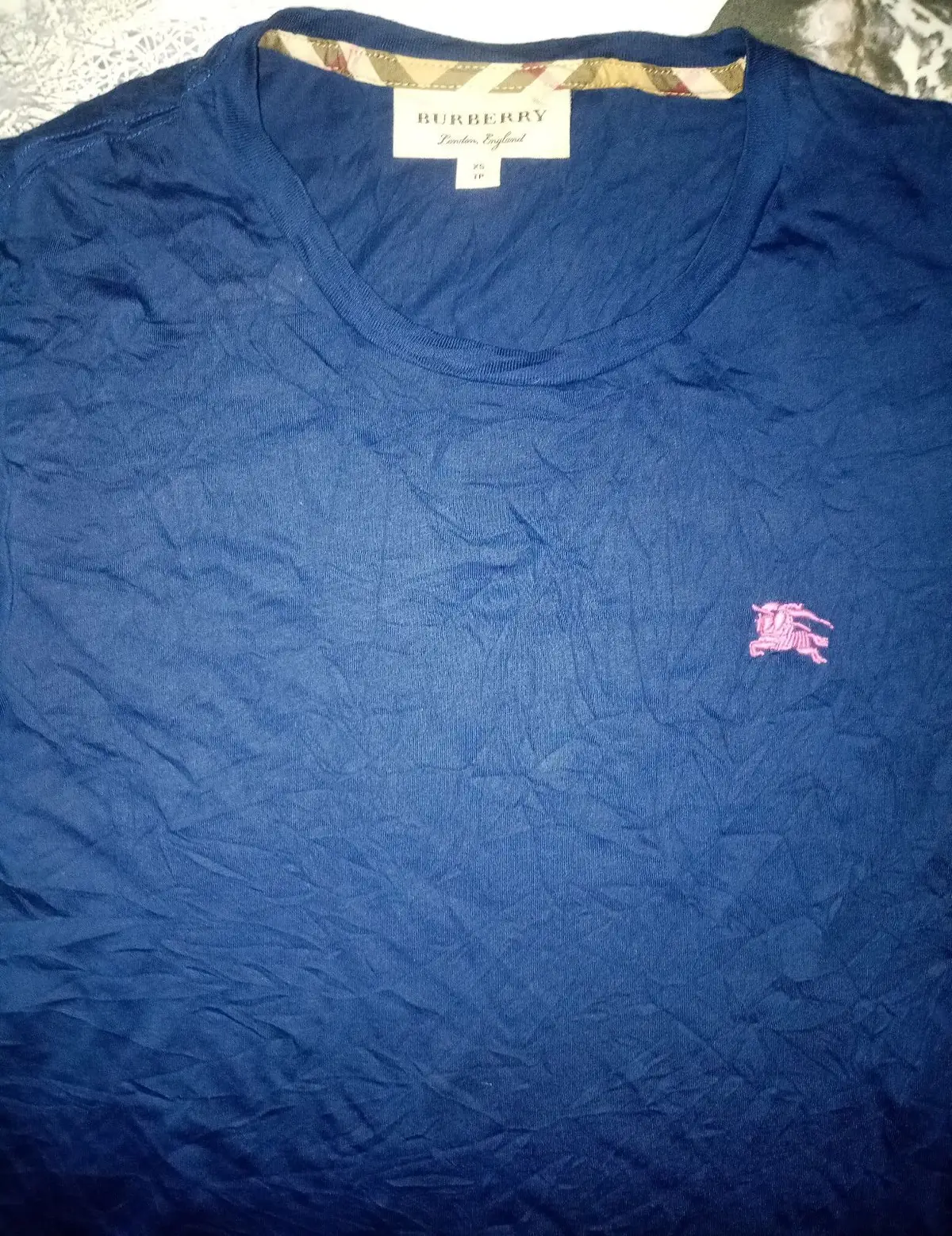 Burberry Blue T-Shirt with Pink Logo