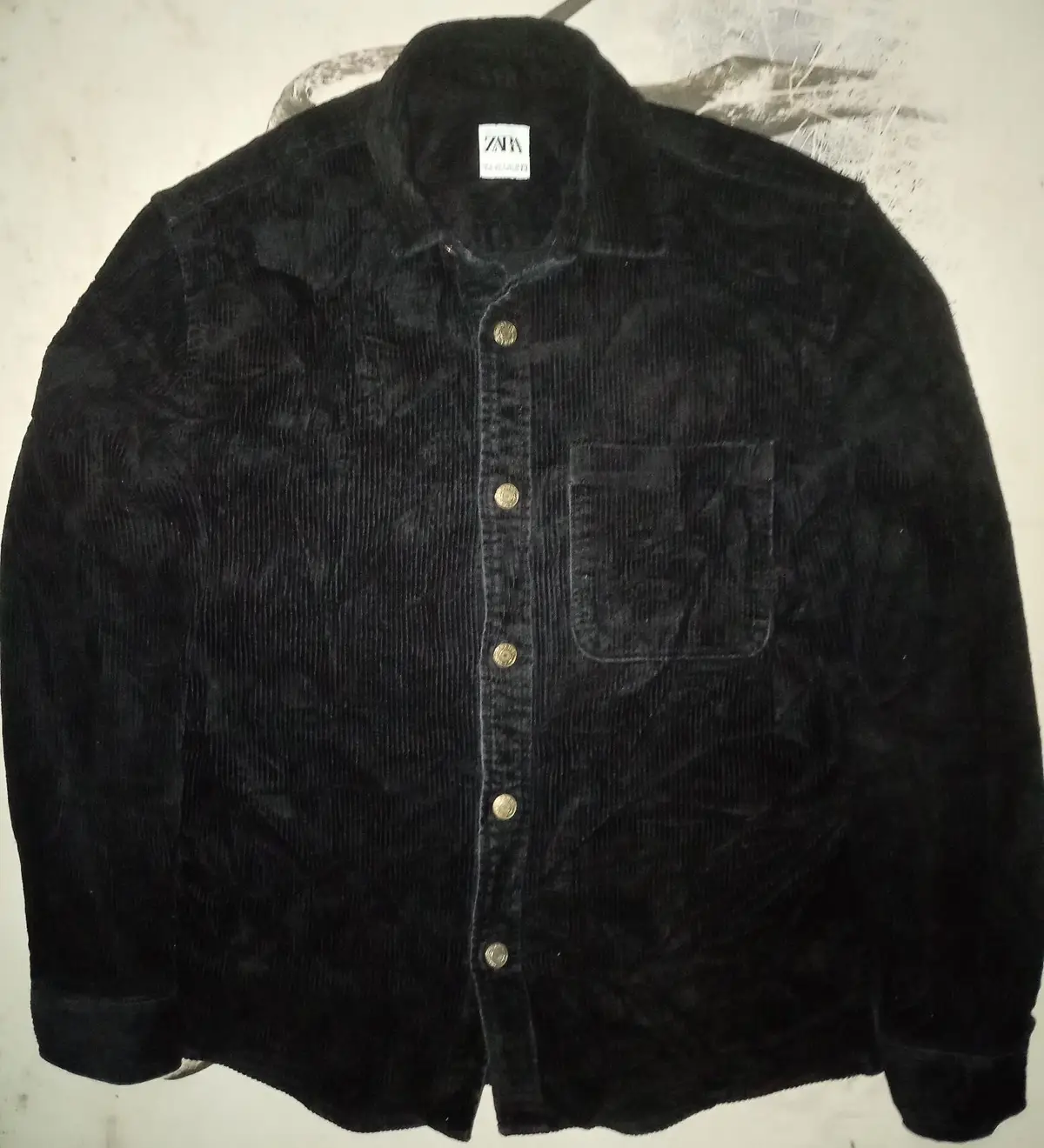 Zara Black Corduroy Long Sleeve Shirt