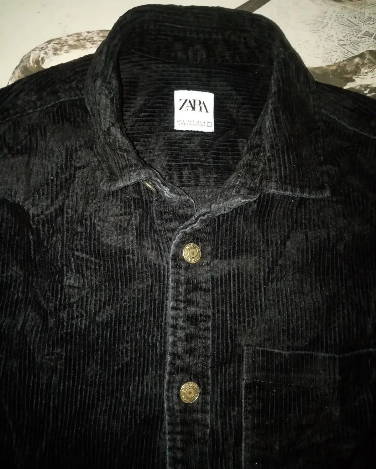 Zara Black Corduroy Long Sleeve Shirt