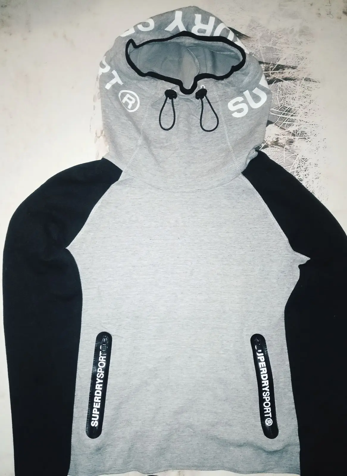 Superdry Sport Grey and Black Hoodie
