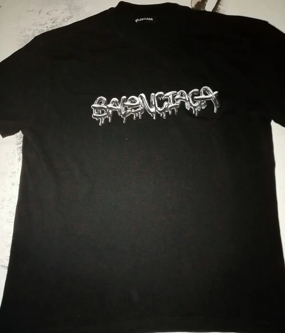 Balenciaga Black Graffiti Drip Logo T-Shirt