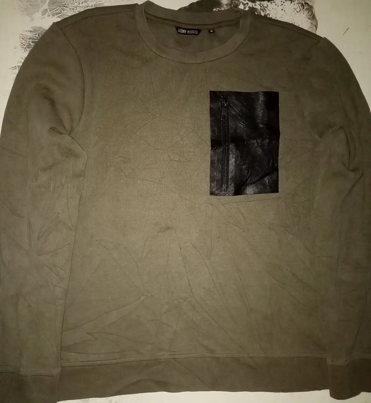 Antony Morato Olive Green Sweatshirt with Zip Pocket