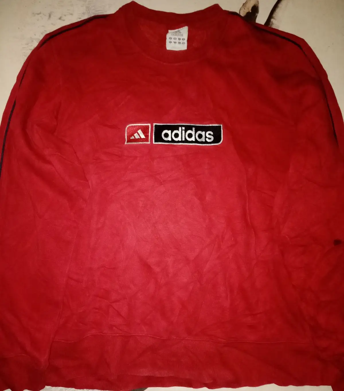 Adidas Red Vintage Box Logo Crewneck Sweatshirt