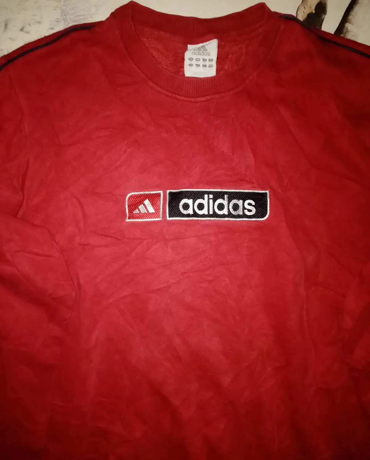 Adidas Red Vintage Box Logo Crewneck Sweatshirt