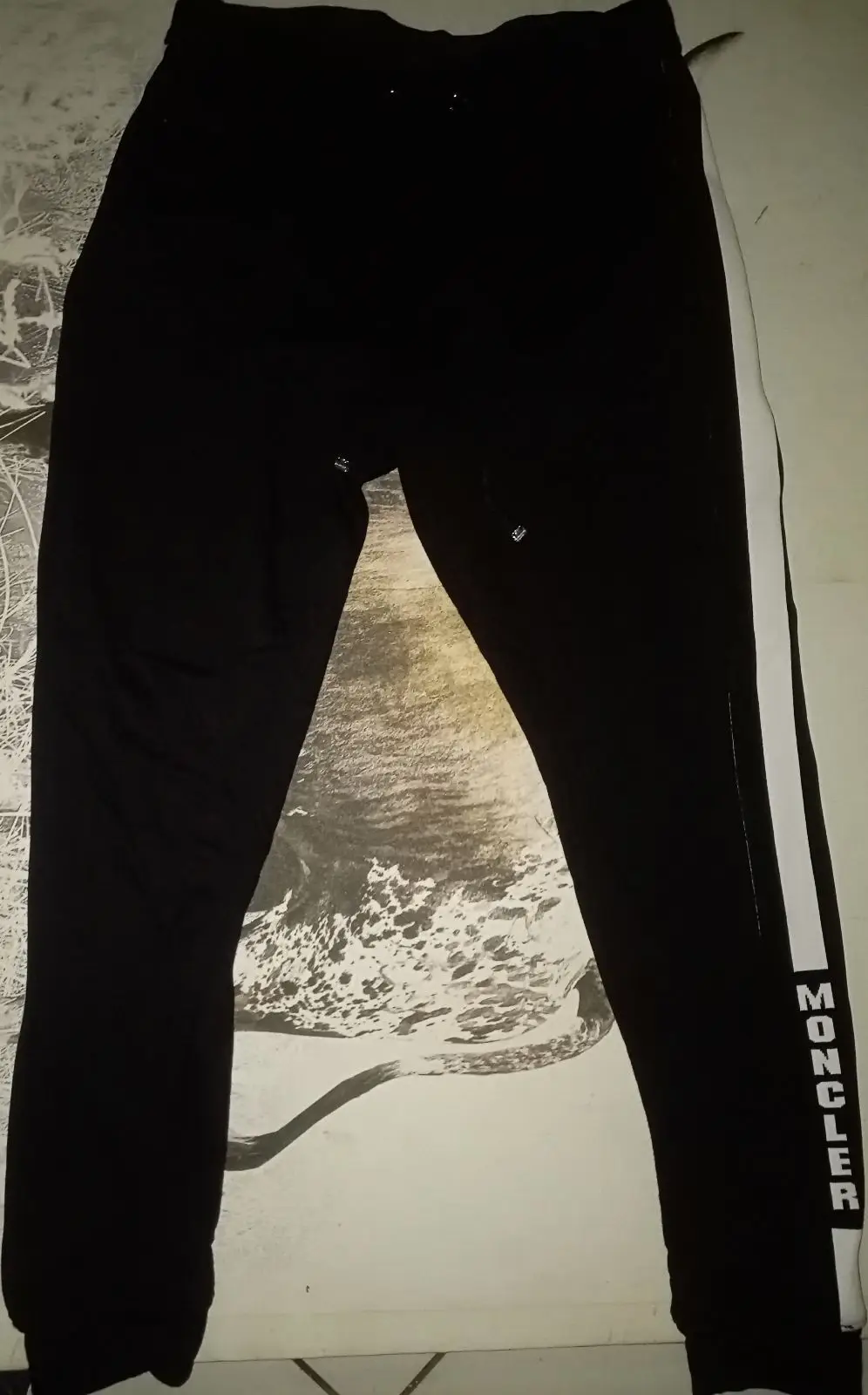 Moncler Black Sweatpants with White Side Stripe