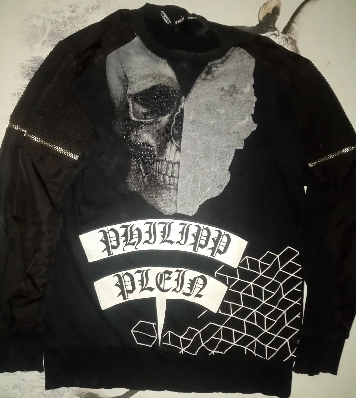 Philipp Plein Black Skull Graphic Sweatshirt