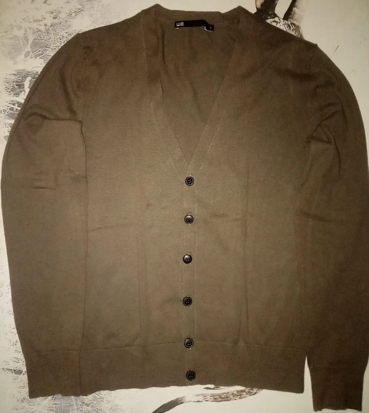WE Fashion Brown V-Neck Cardigan Size S