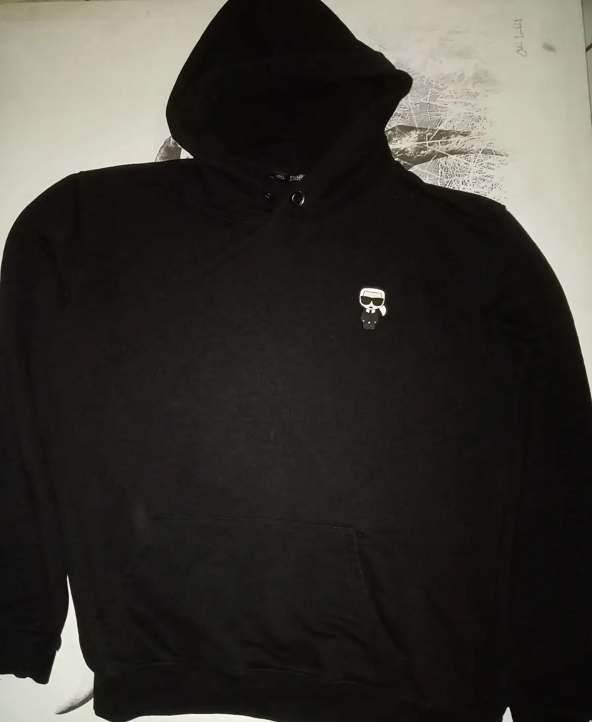 Karl Lagerfeld Black Hoodie with Logo Patch