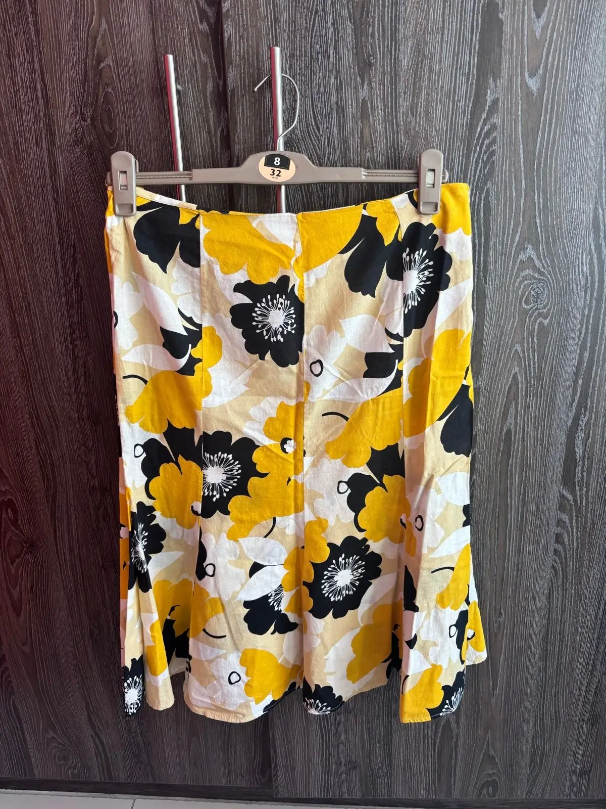 Jet Yellow and Black Floral Print Skirt