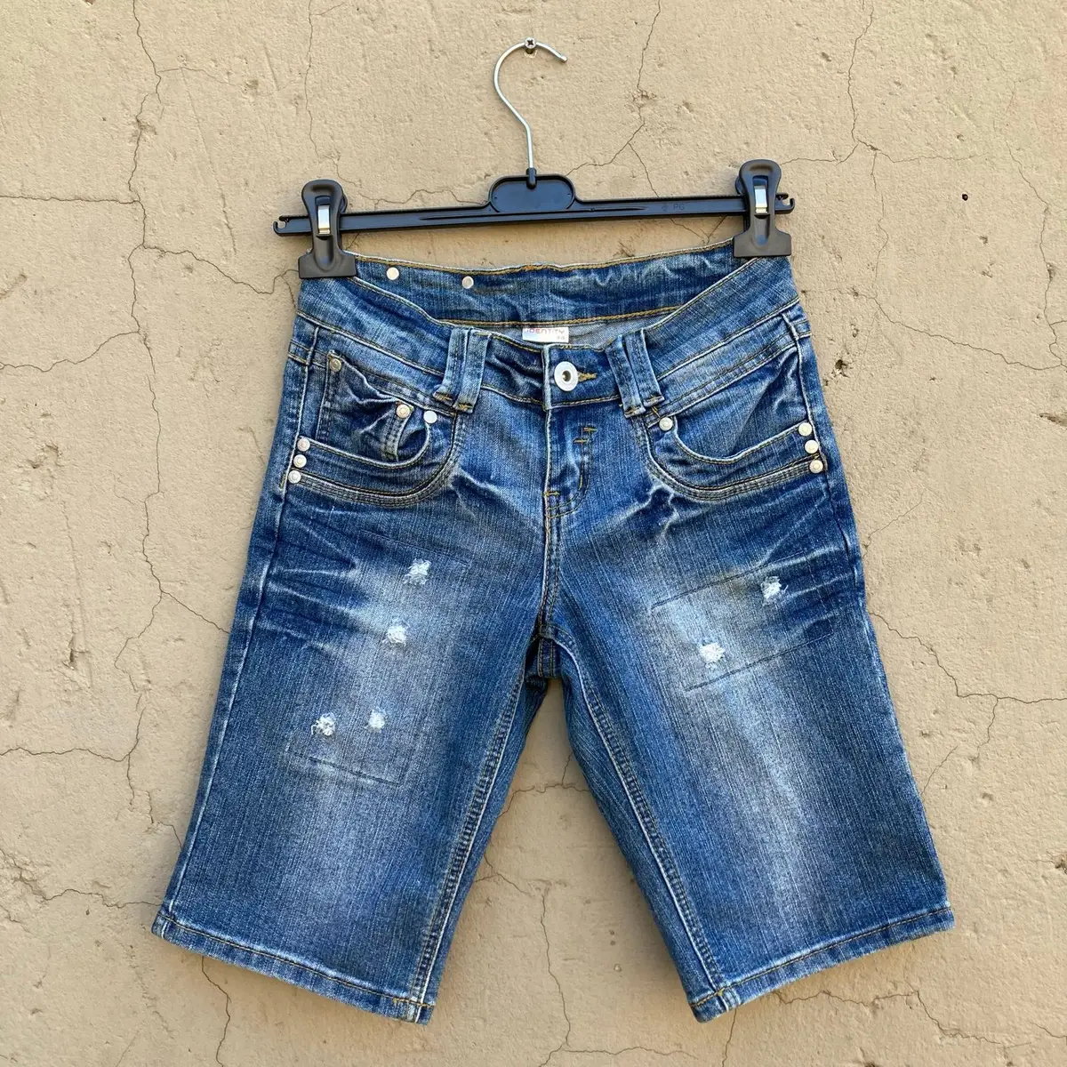 Identity Distressed Blue Denim Shorts