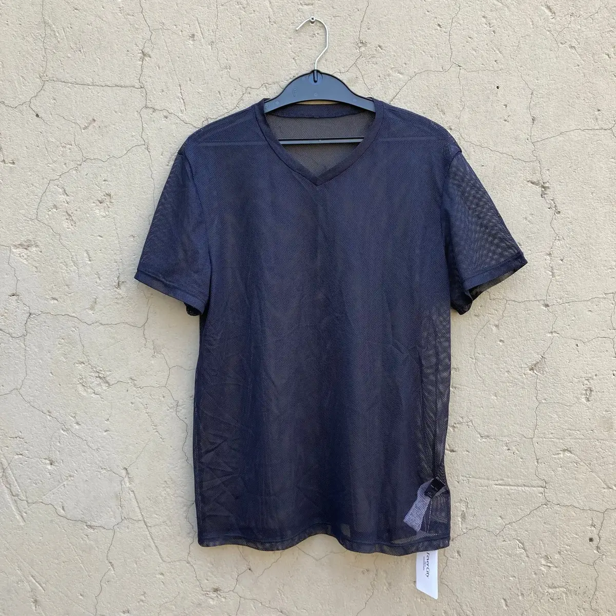 Shein Black Mesh V-Neck T-Shirt
