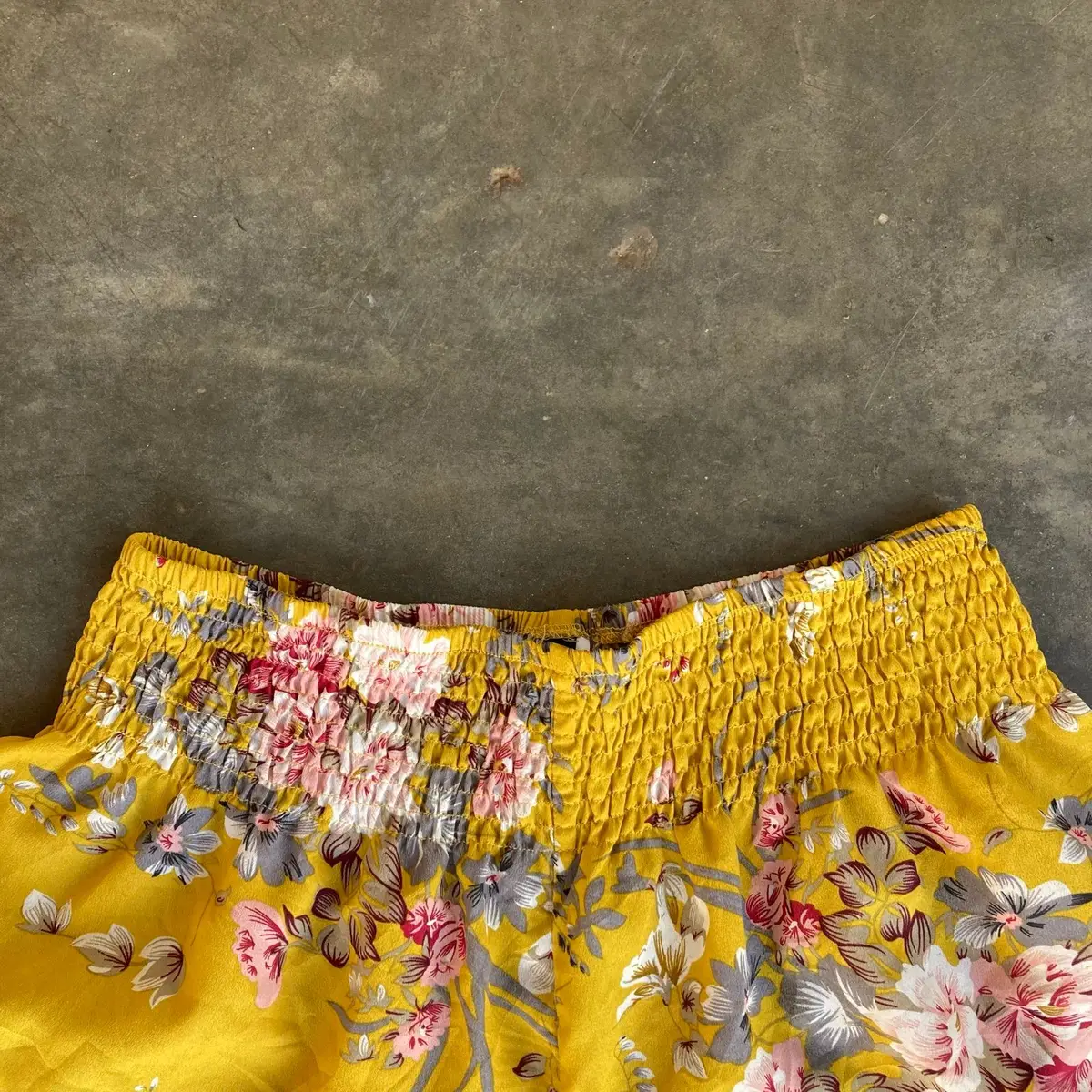 Shein Yellow Floral Smocked Waist Shorts