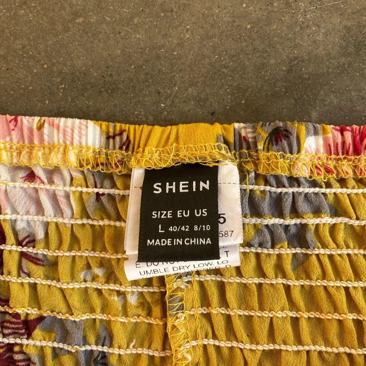 Shein Yellow Floral Smocked Waist Shorts