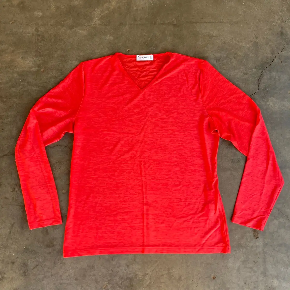 Hauber Red Long Sleeve V-Neck Top