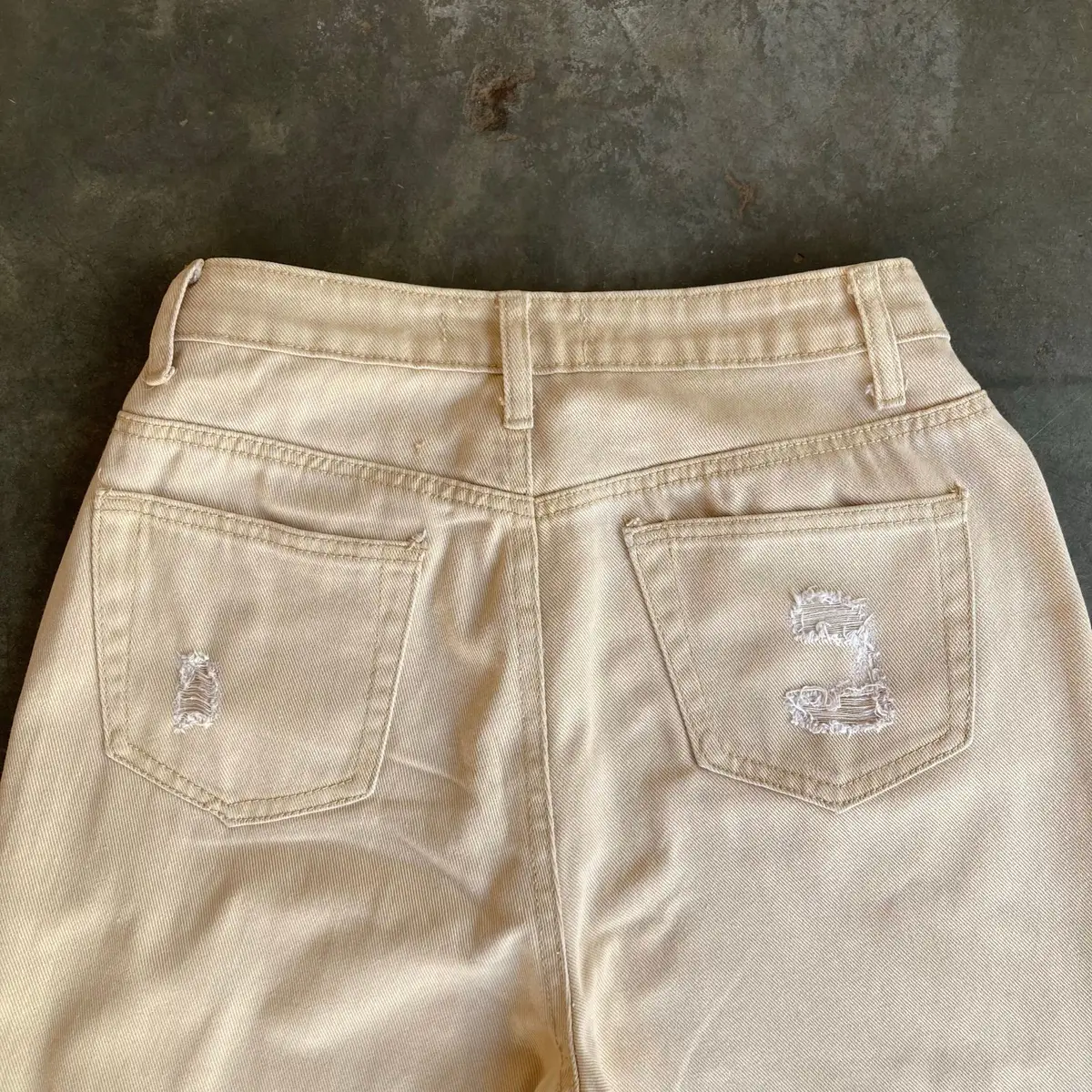 Legit Cream Distressed Denim Jeans