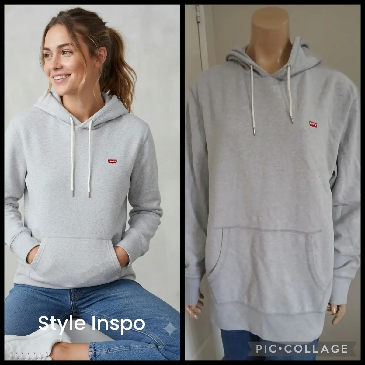 Levi's Grey Hoodie with Red Box Logo