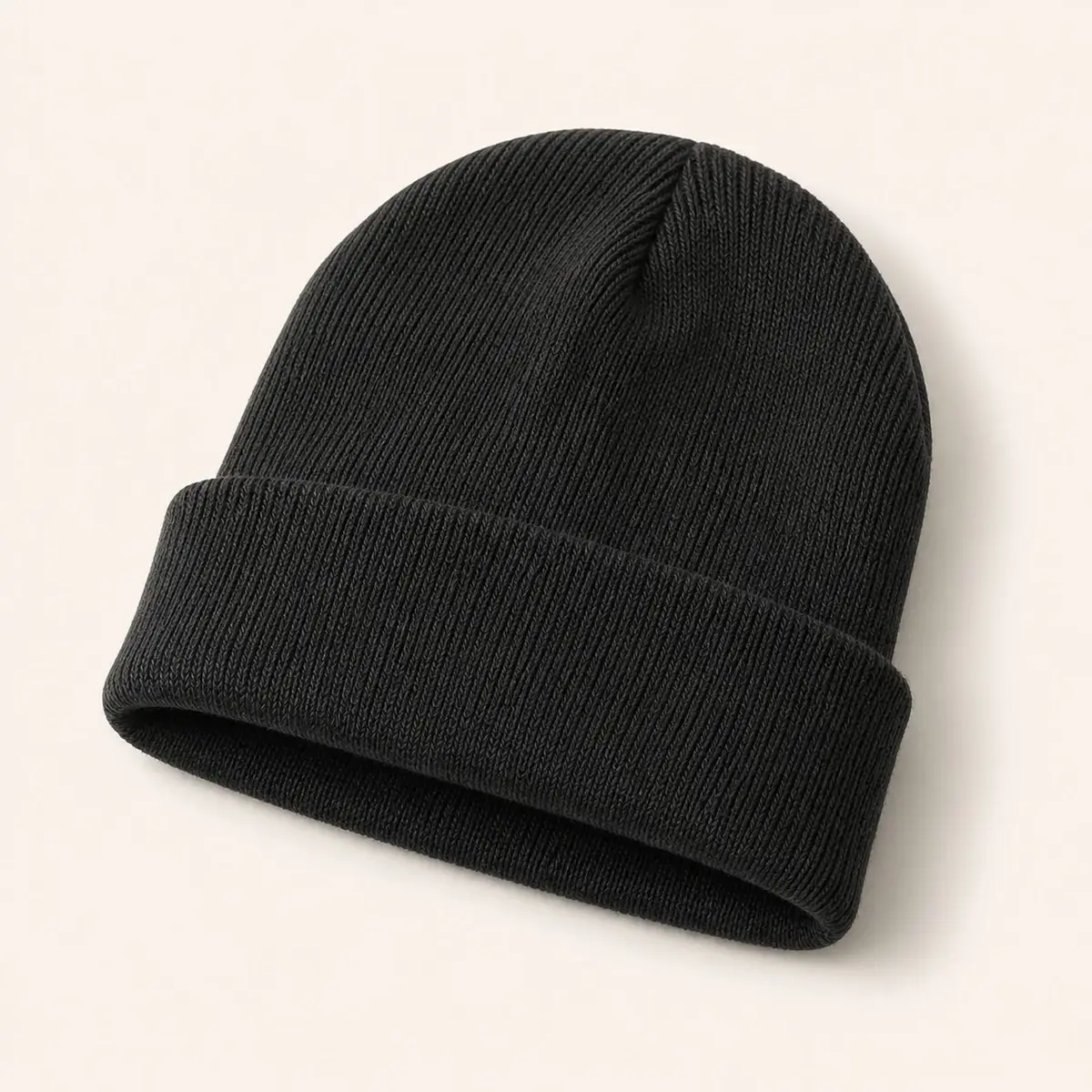 Black Ribbed Knit Beanie