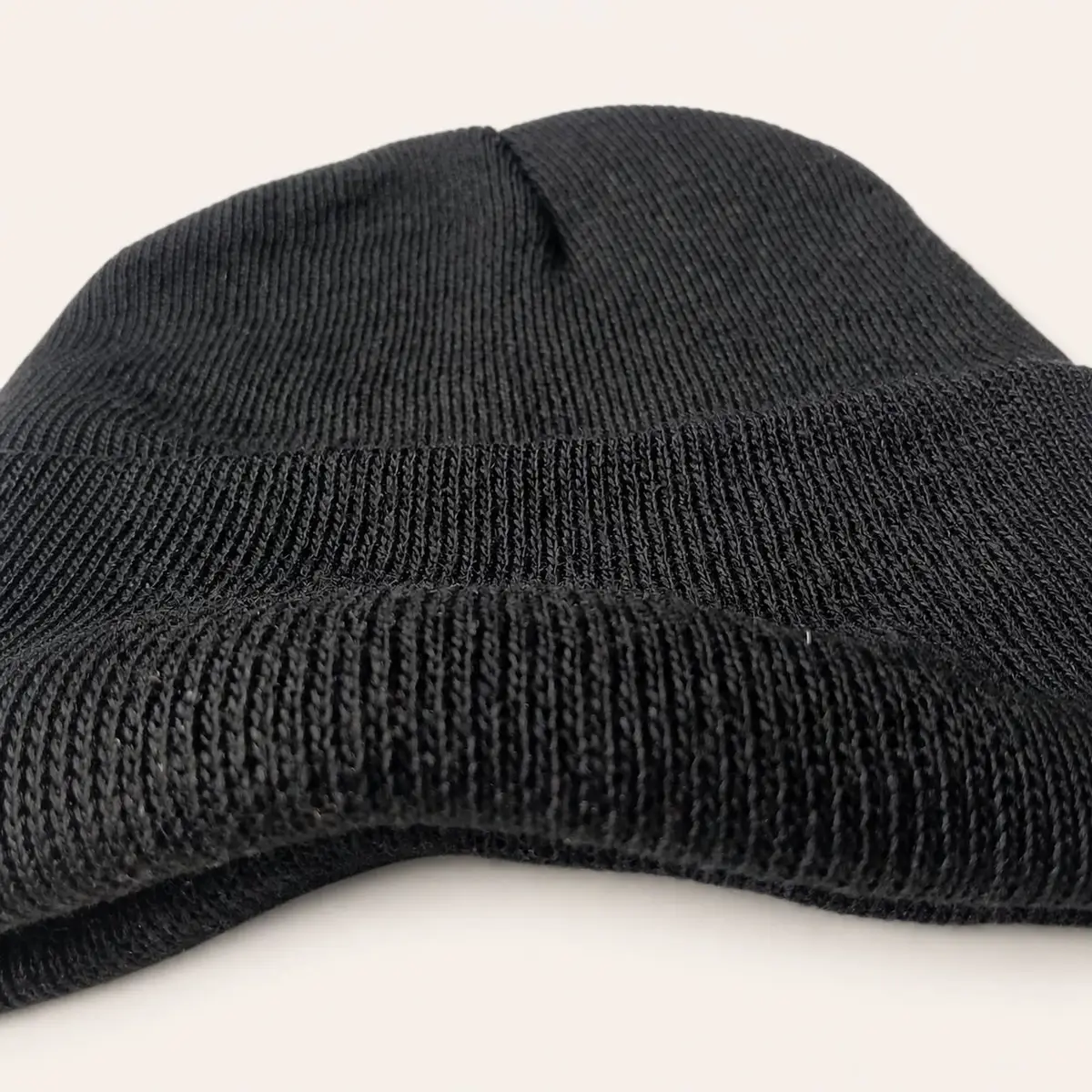 Black Ribbed Knit Beanie