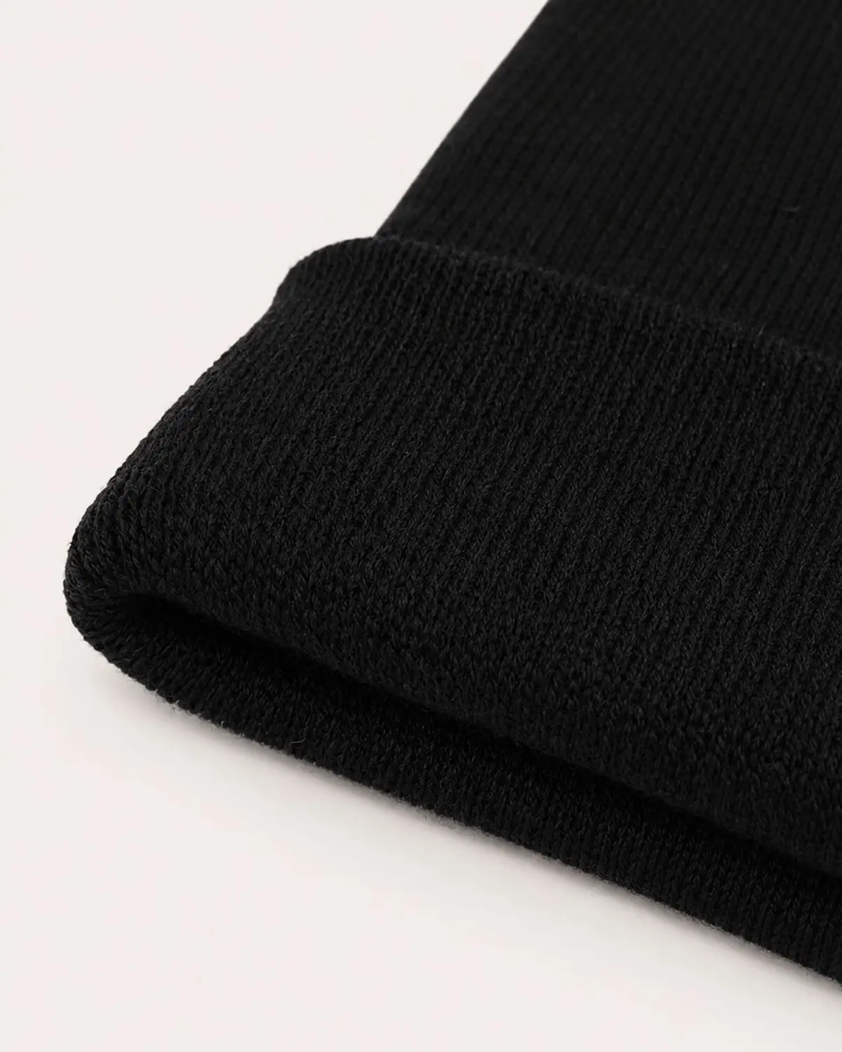 Black Ribbed Knit Beanie