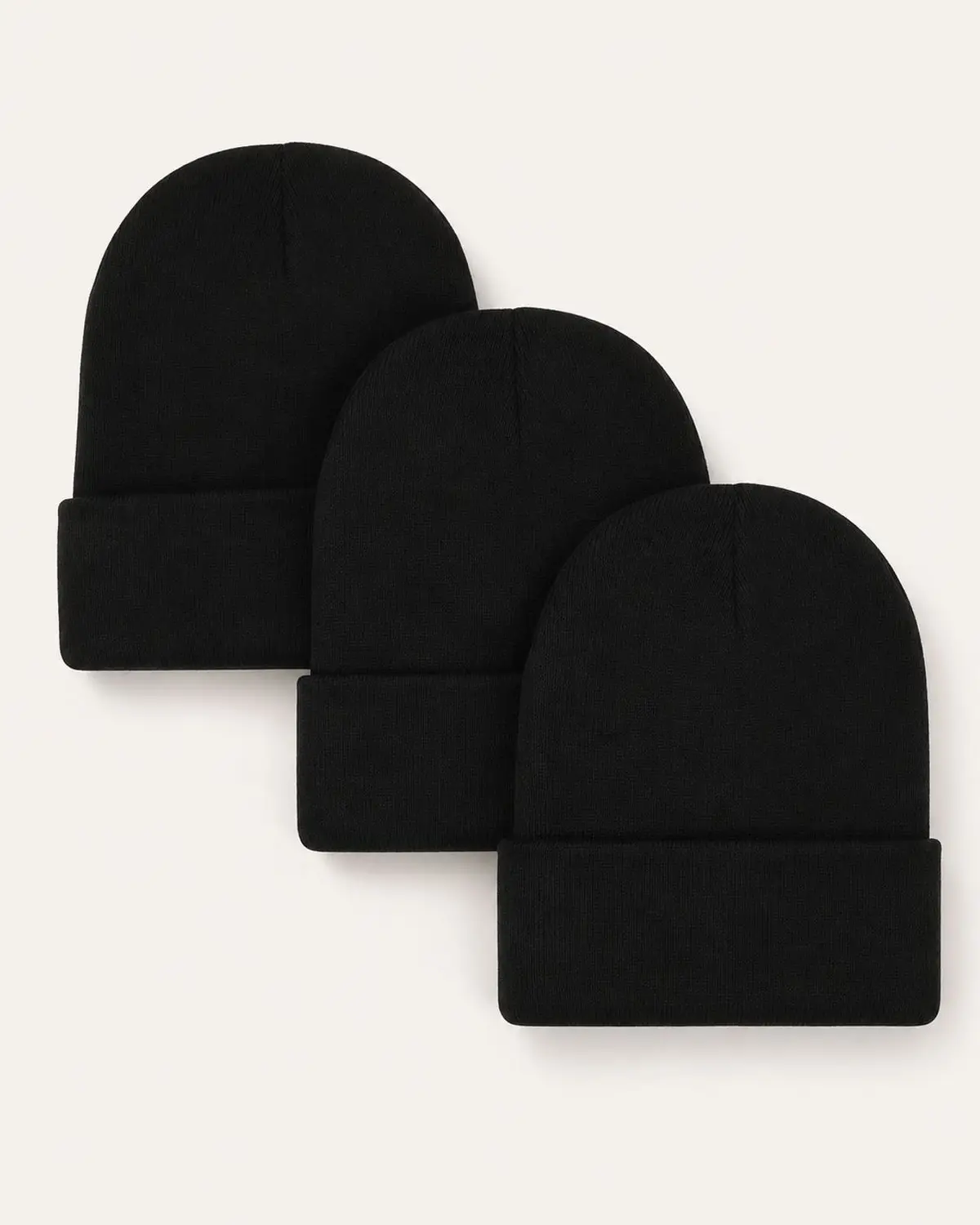 Black Ribbed Knit Beanie