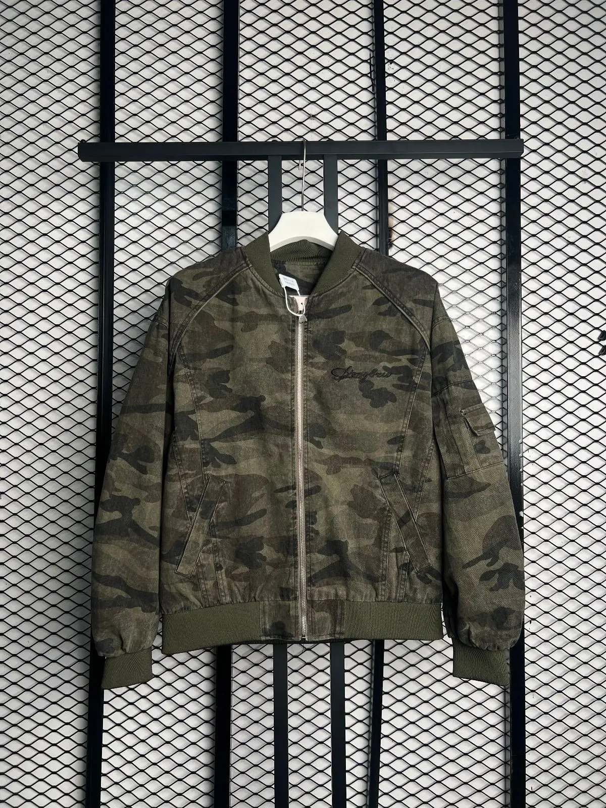 Camo Bomber Jacket with Zip Pocket