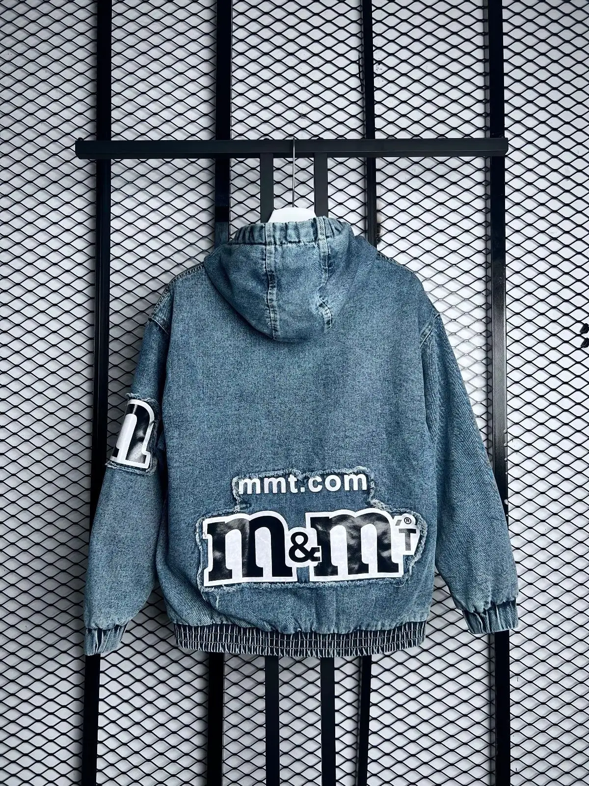 Denim Zip Hoodie with m&m Patches
