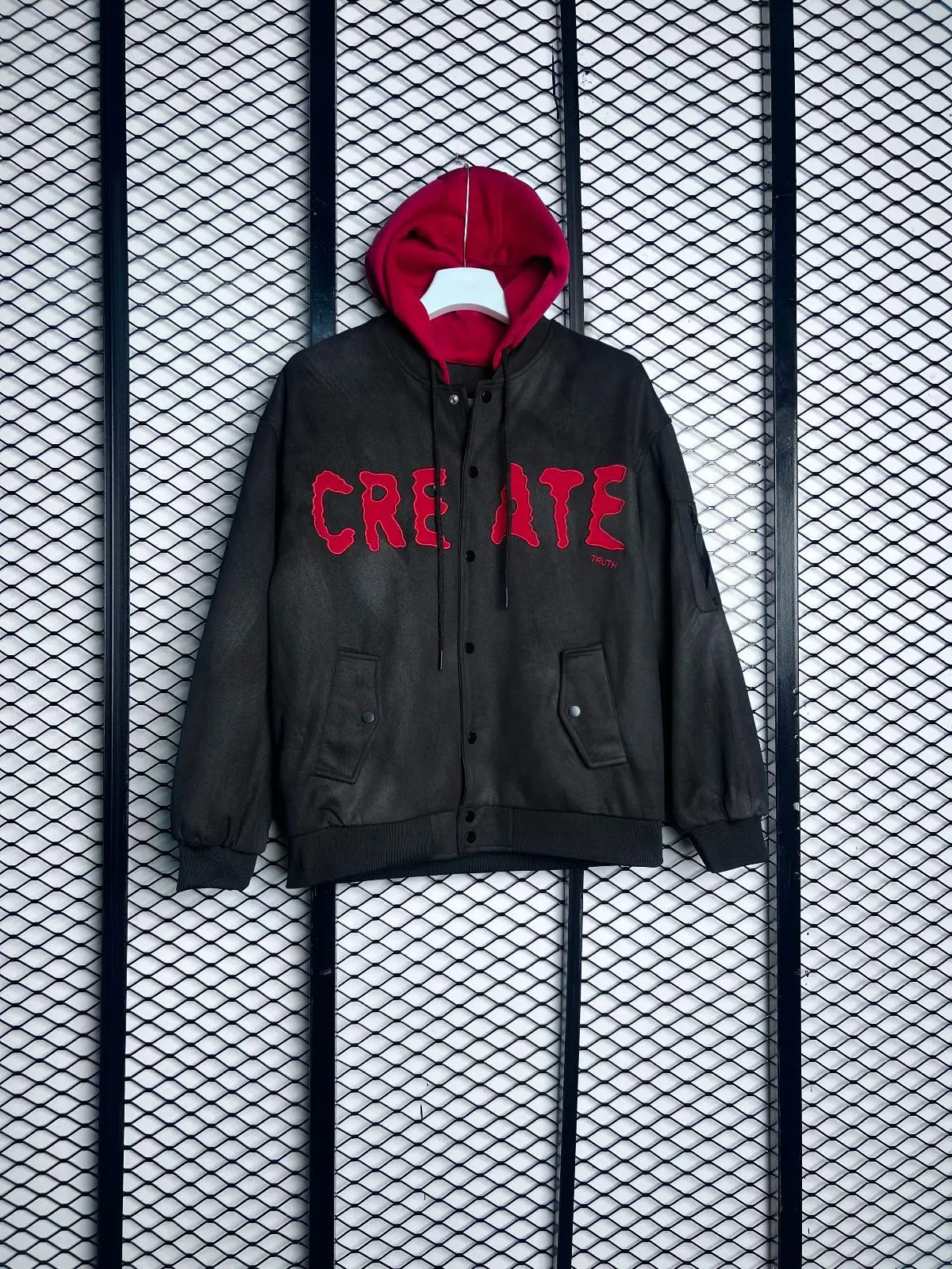 Black and Red Create Truth Hooded Jacket