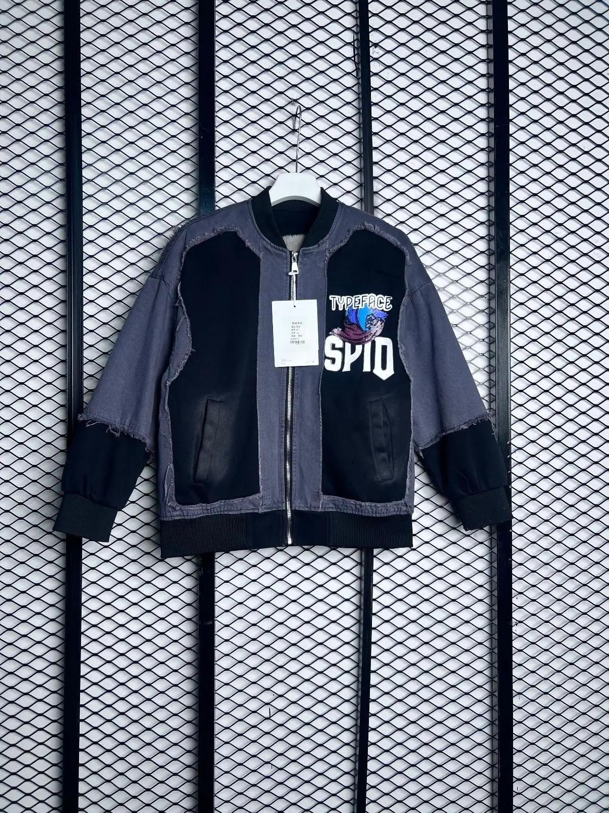 Typeface Spid Patched Bomber Jacket Grey Black
