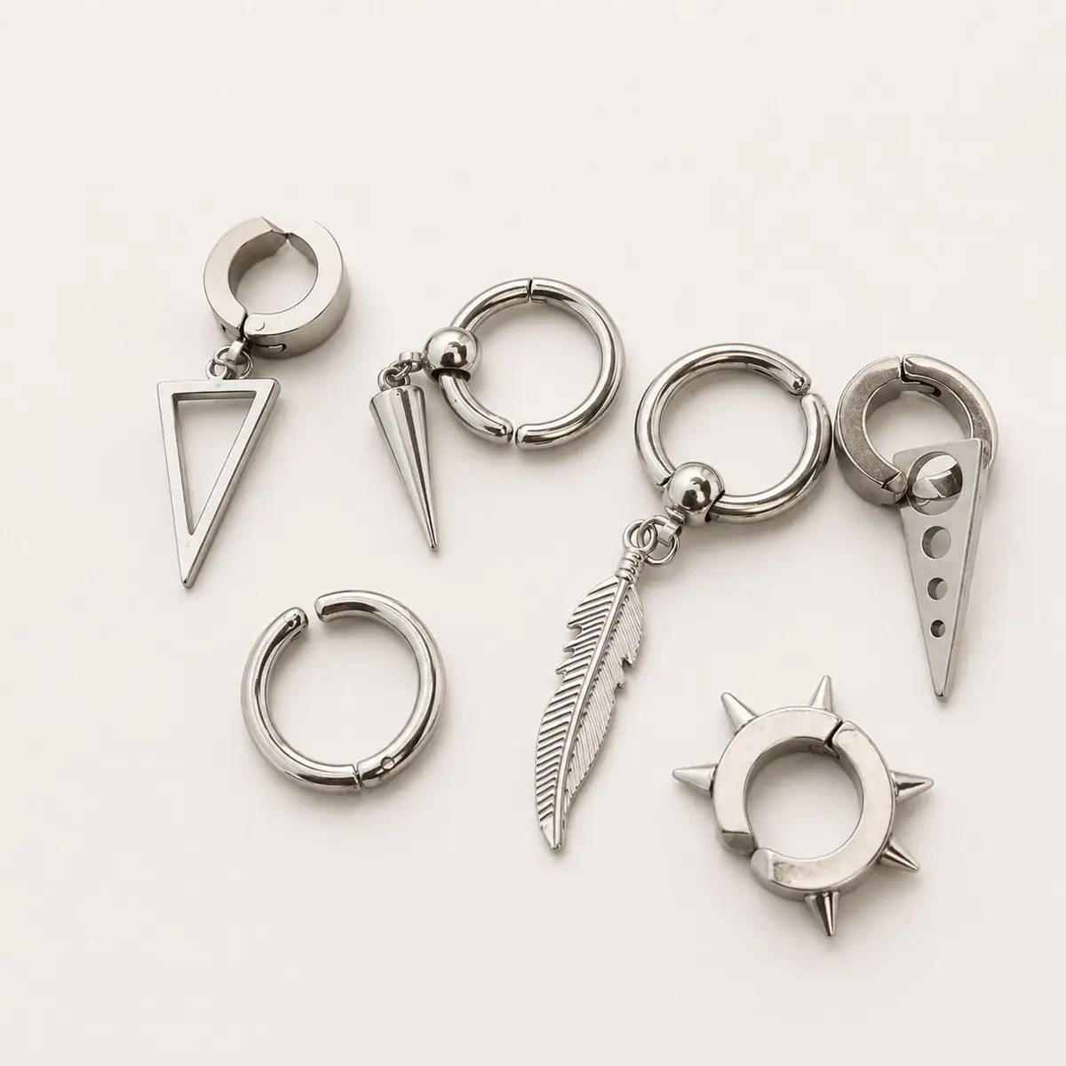 Silver Feather Dangle Earring