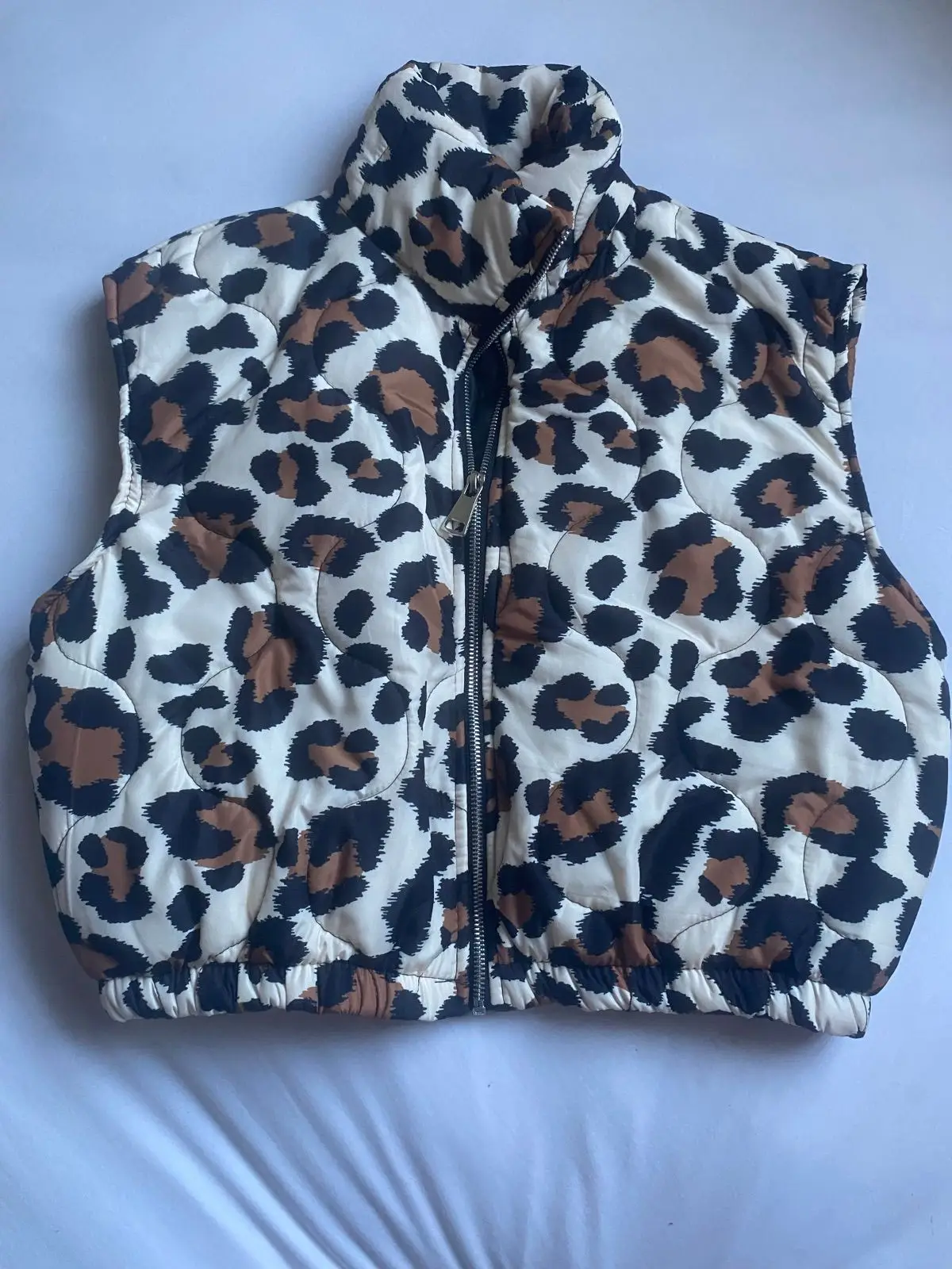Leopard Print Quilted Puffer Vest