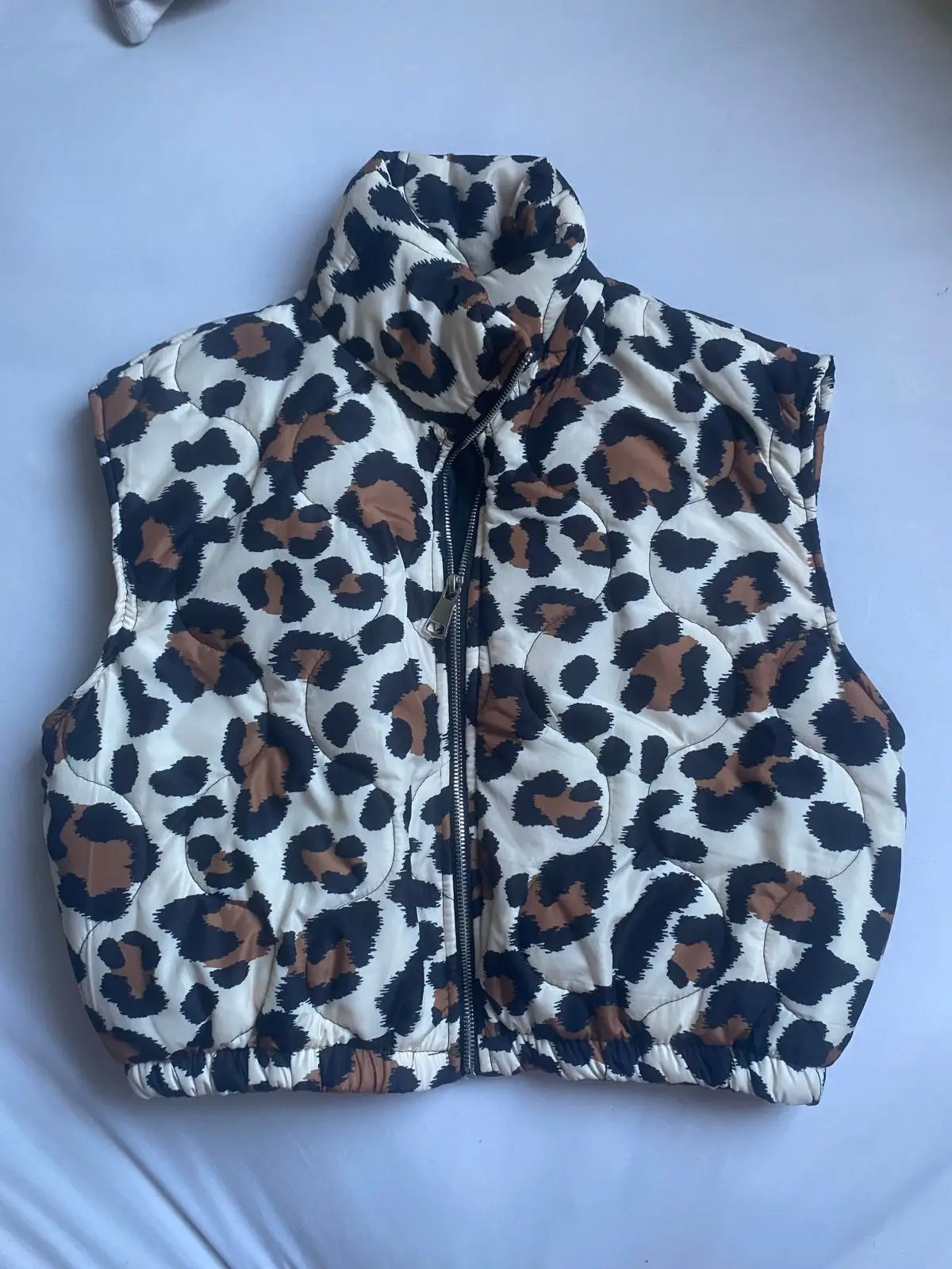 Leopard Print Quilted Puffer Vest