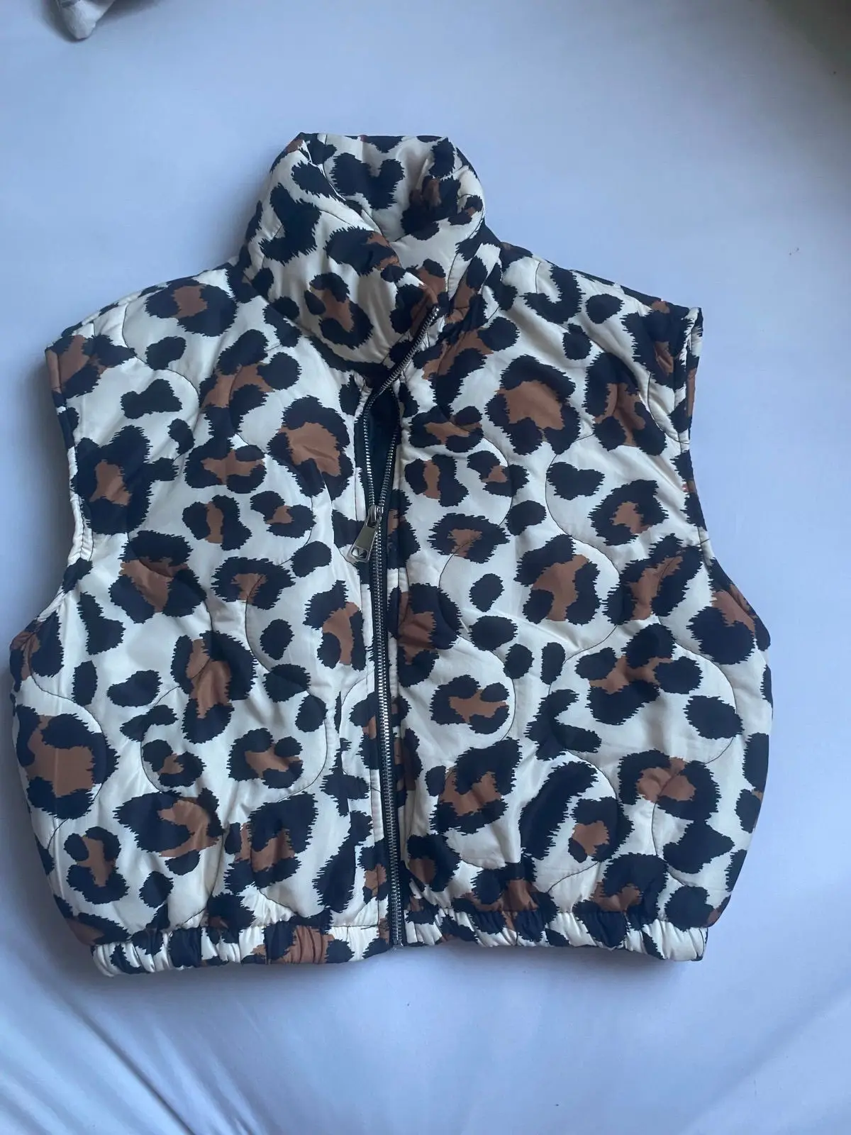 Leopard Print Quilted Puffer Vest
