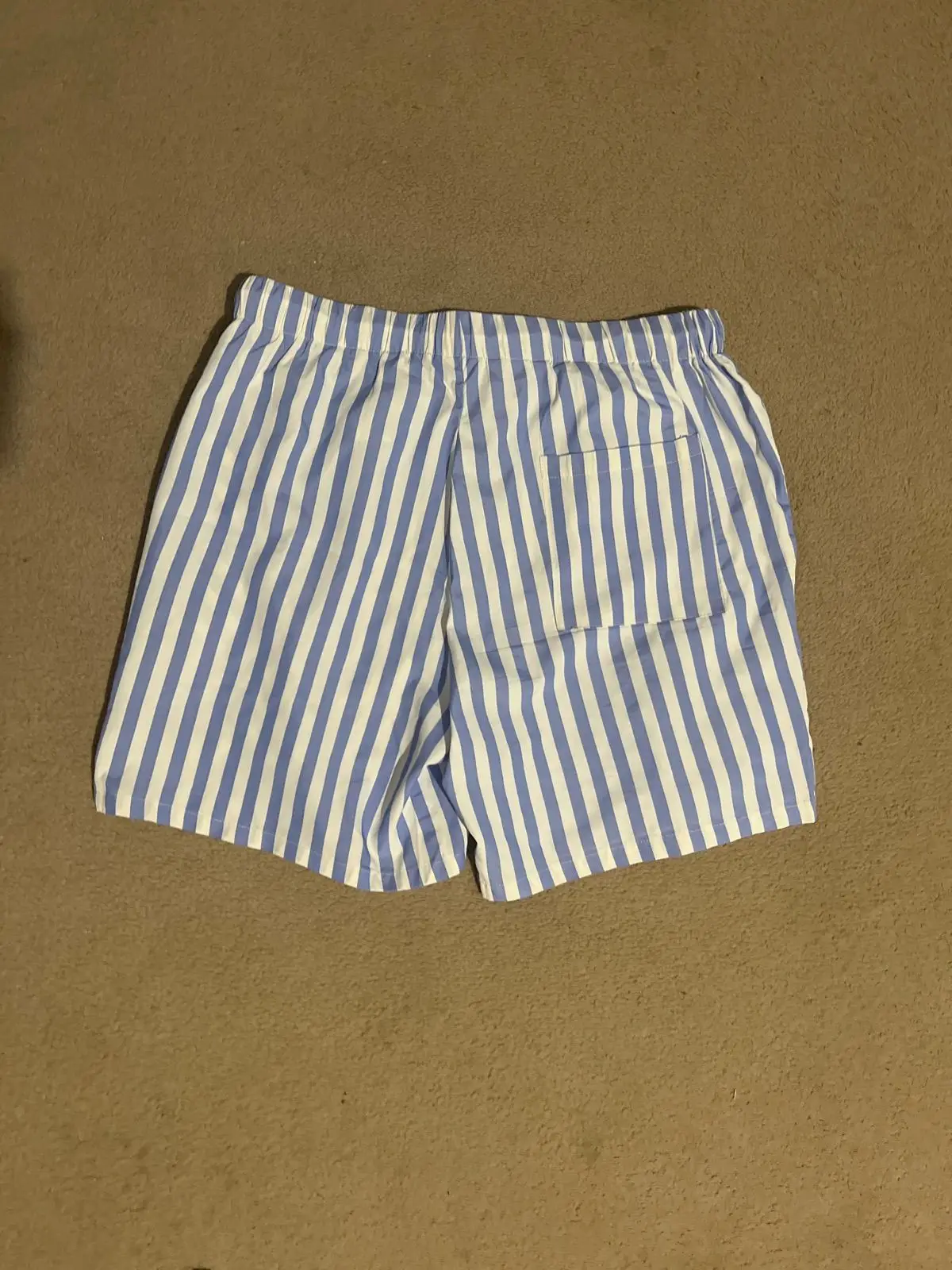 Blue and White Striped Shorts