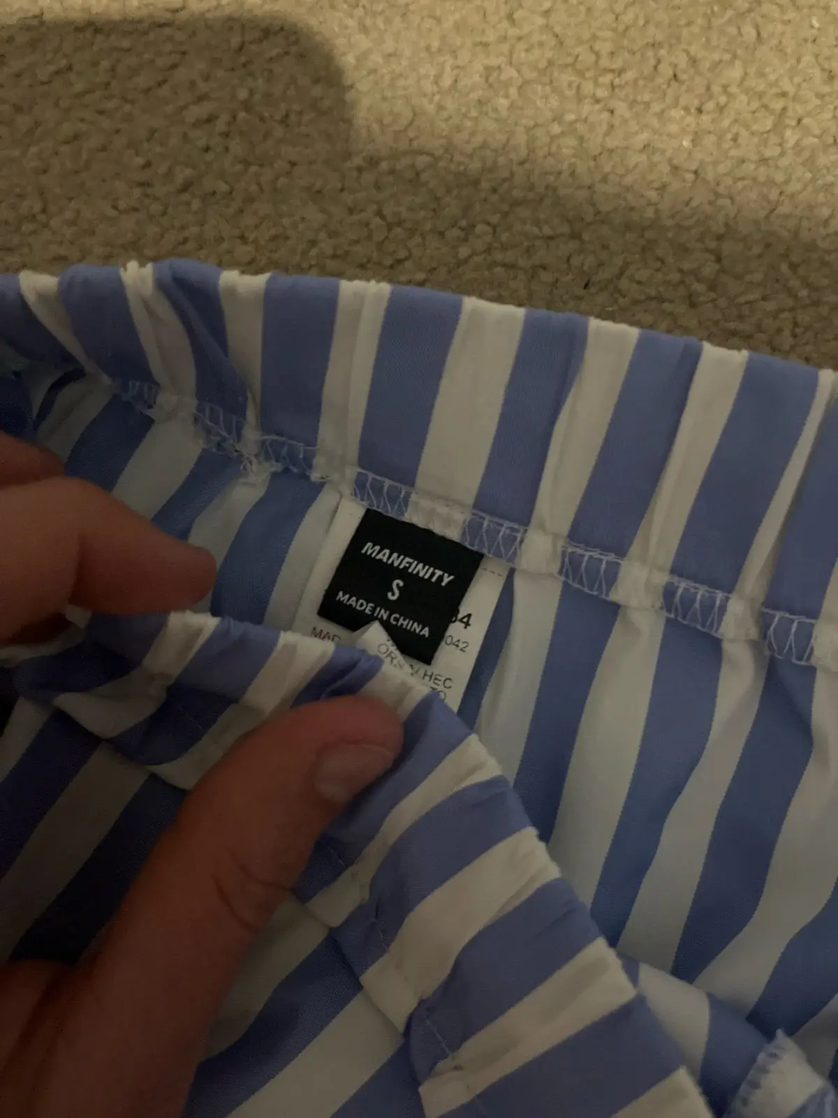 Blue and White Striped Shorts