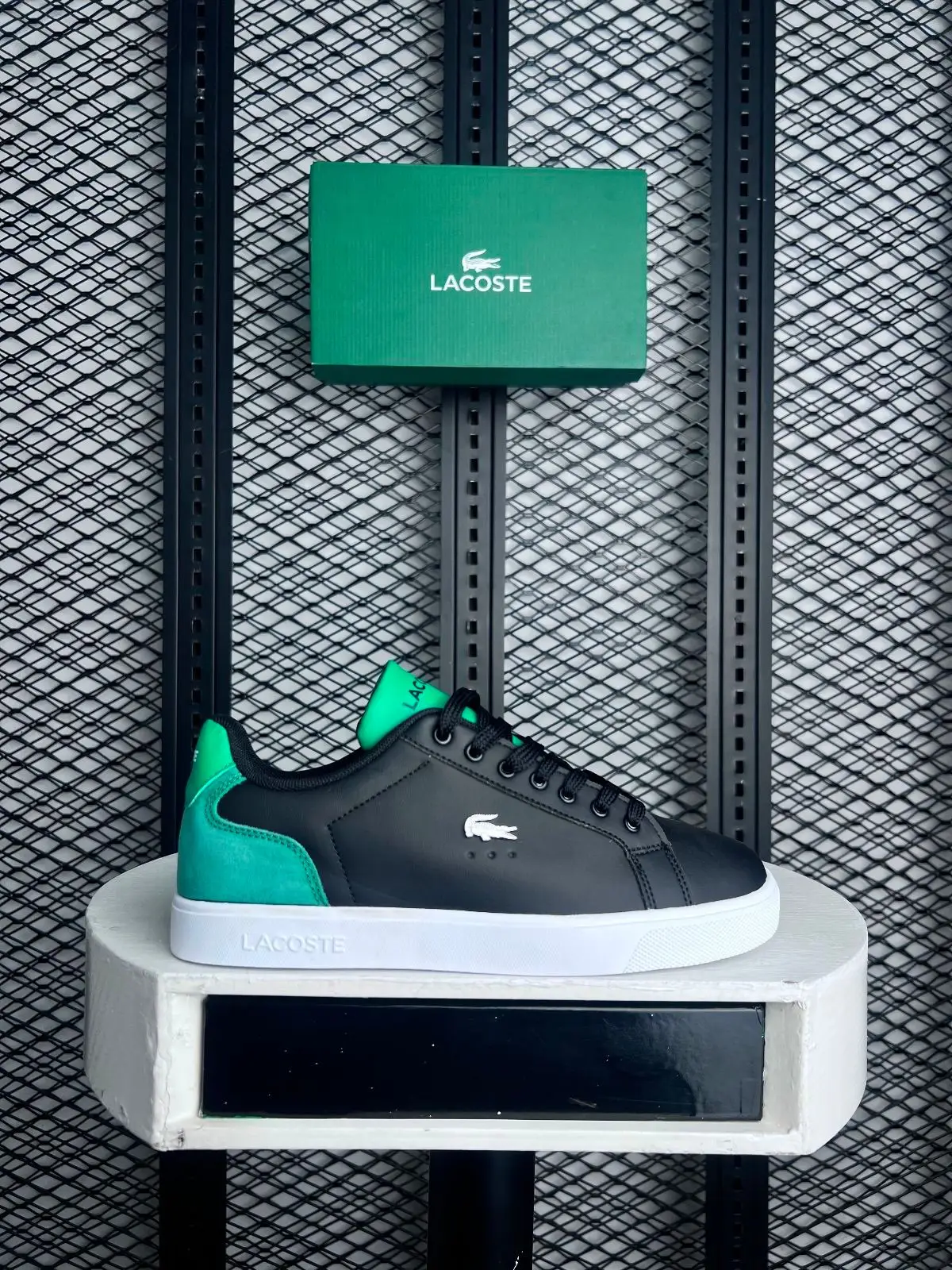 Lacoste White and Black Leather Sneakers