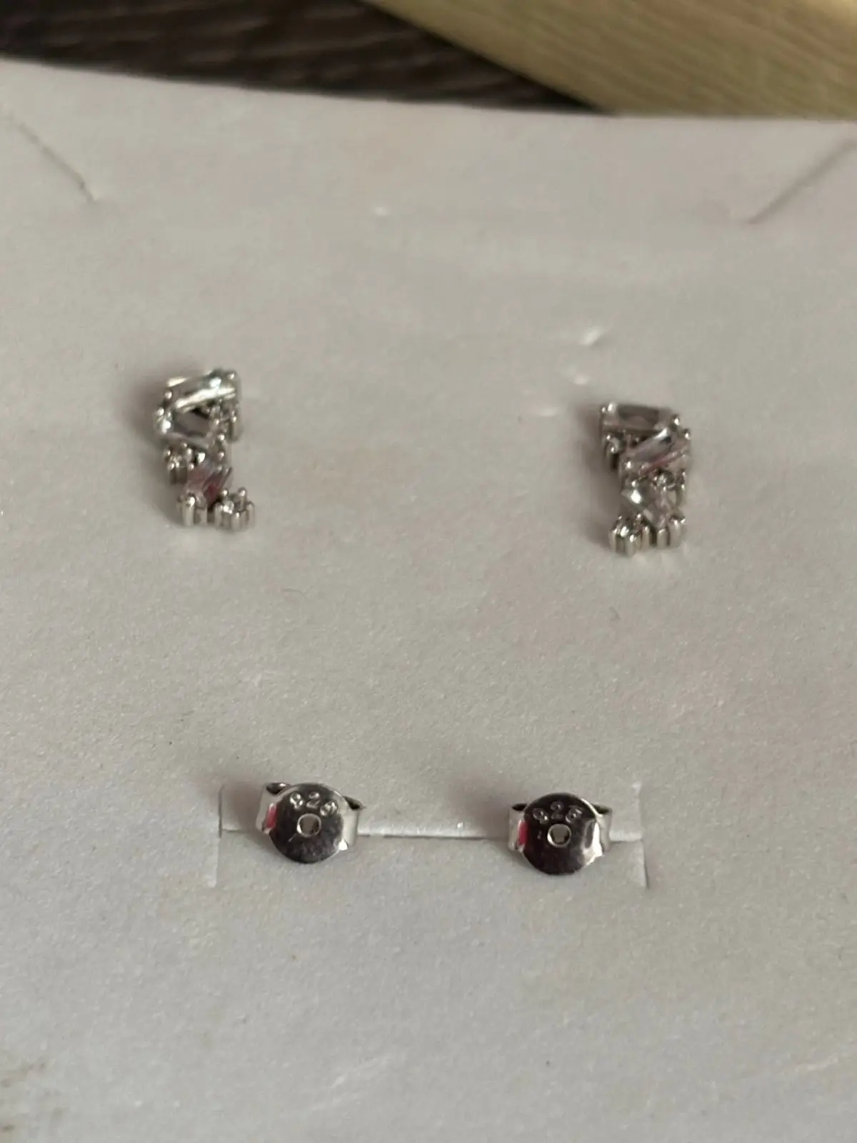 Silver-Tone Necklace and Earring Set with Stones