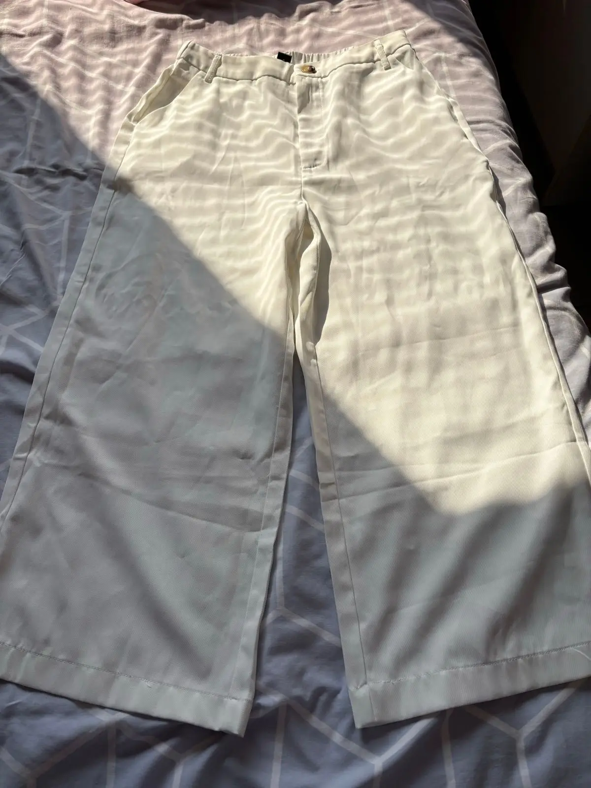 SHEIN White Wide-Leg Trousers