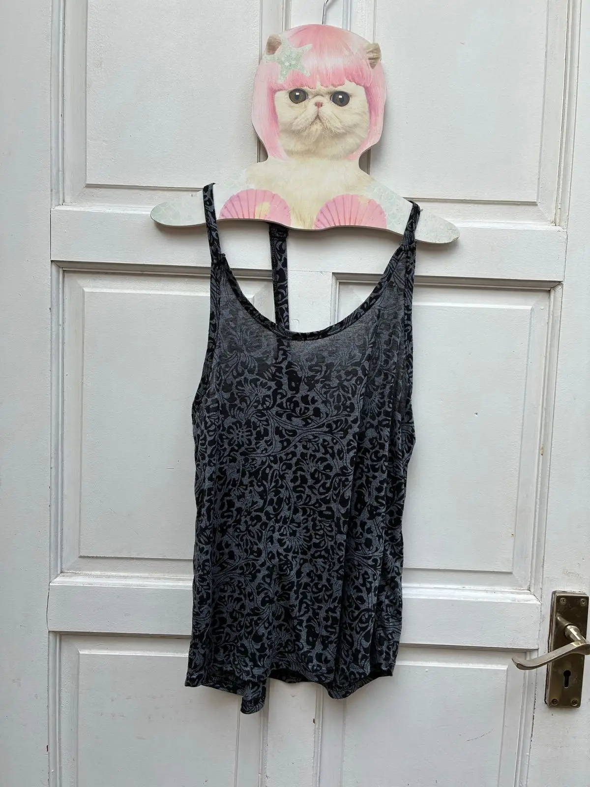 Local design Patterned Grey and Black Tank Top