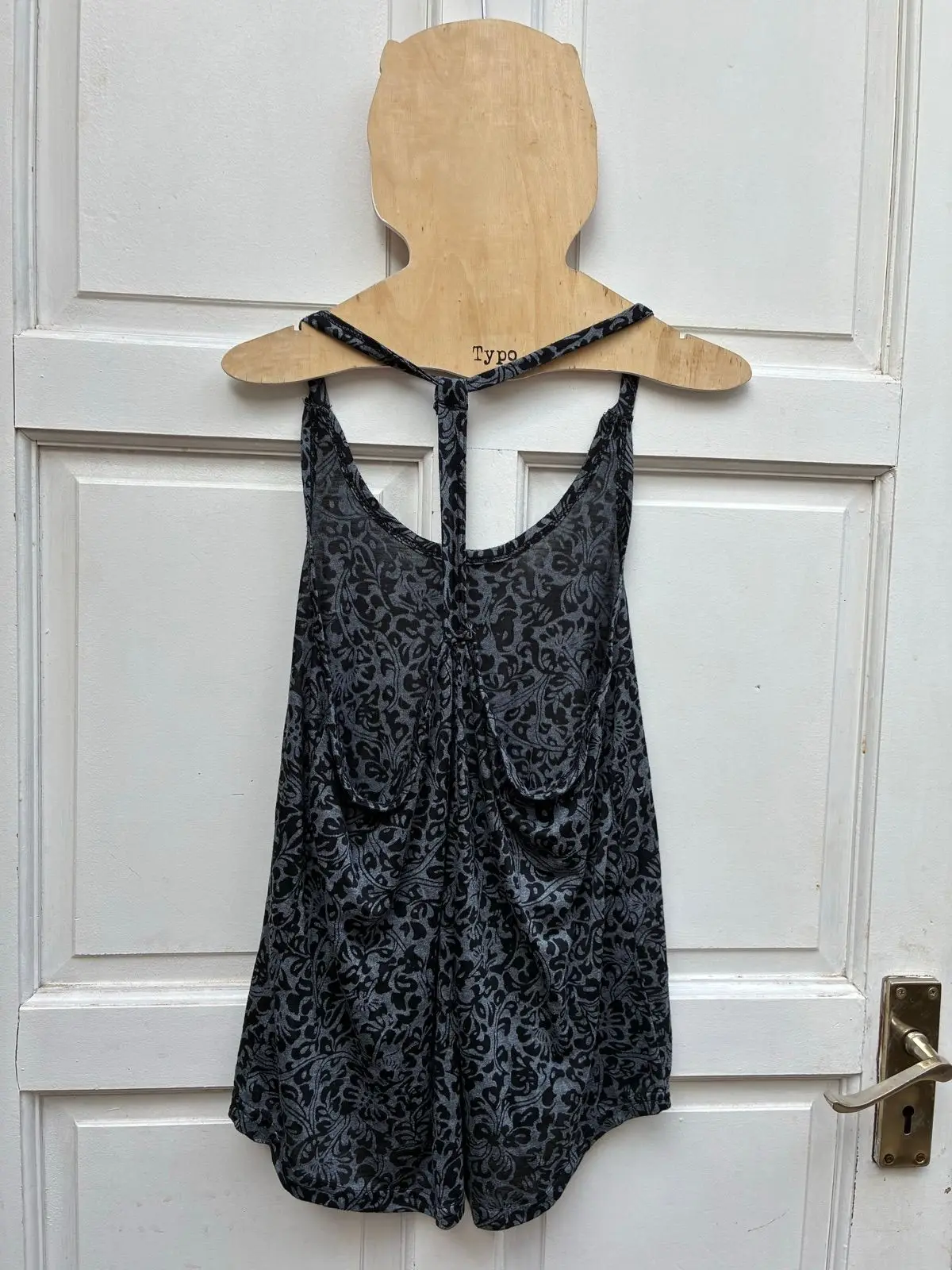 Patterned Grey and Black Tank Top