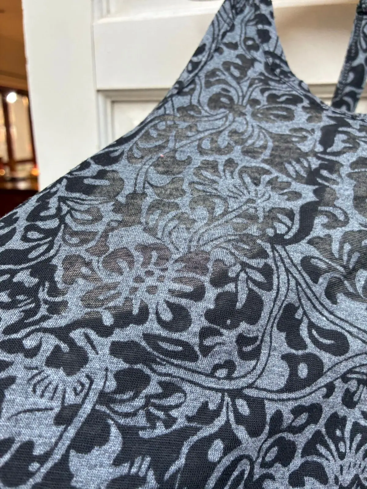 Patterned Grey and Black Tank Top