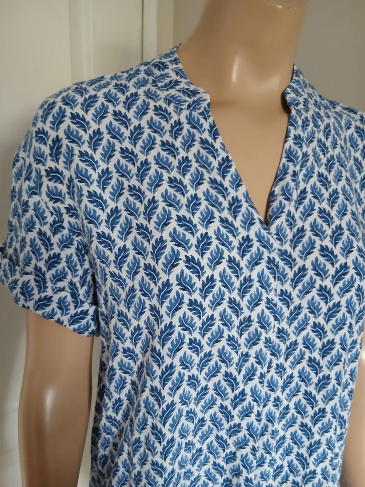 H&M Blue and White Patterned Playsuit UK 8