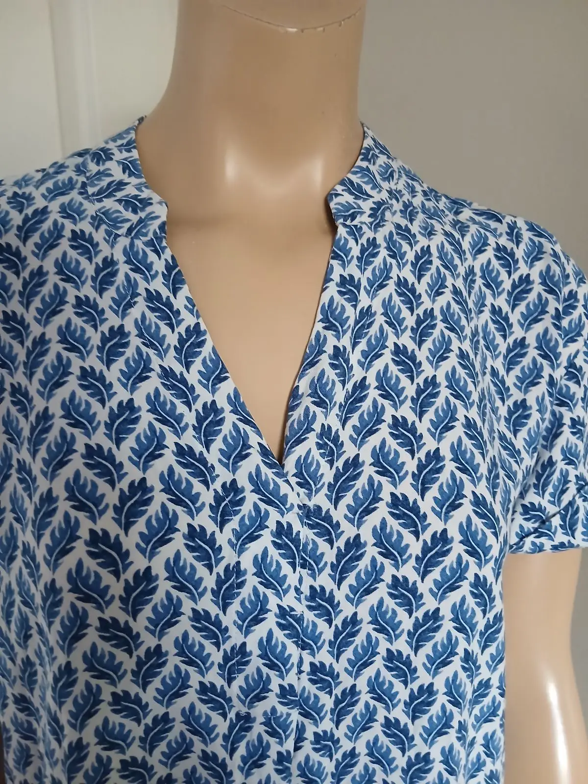 H&M Blue and White Patterned Playsuit UK 8